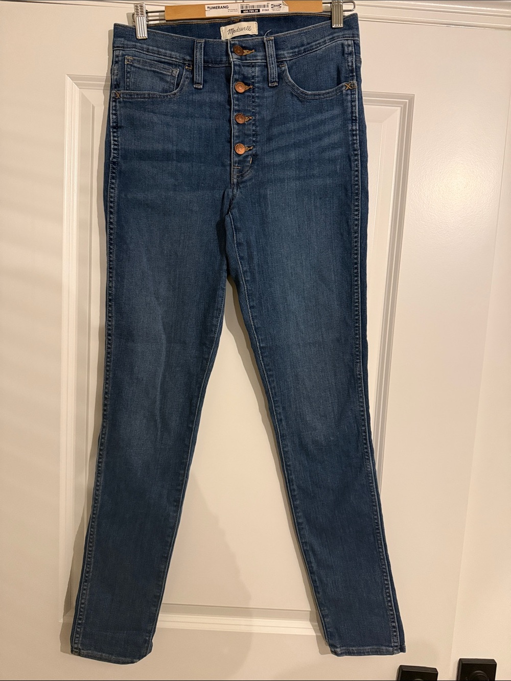 Madewell Roadtripper 10” High Rise Skinny Jeans Button Front 27 Tall 27T